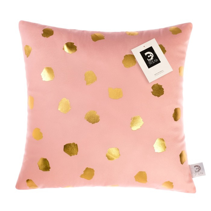 Подушка декоративная Этель «Горошек розовый», 40х40 см, велюр, 100% п/э Подушка декоративная Этель «Горошек розовый», 40х40 см, велюр, 100% п/э