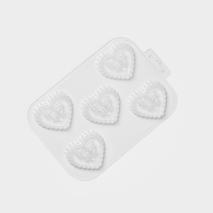 Форма для шоколада и конфет пластиковая &laquo;Сердечный порыв&raquo;, 6&times;6,8&times;0,77 см, цвет прозрачный