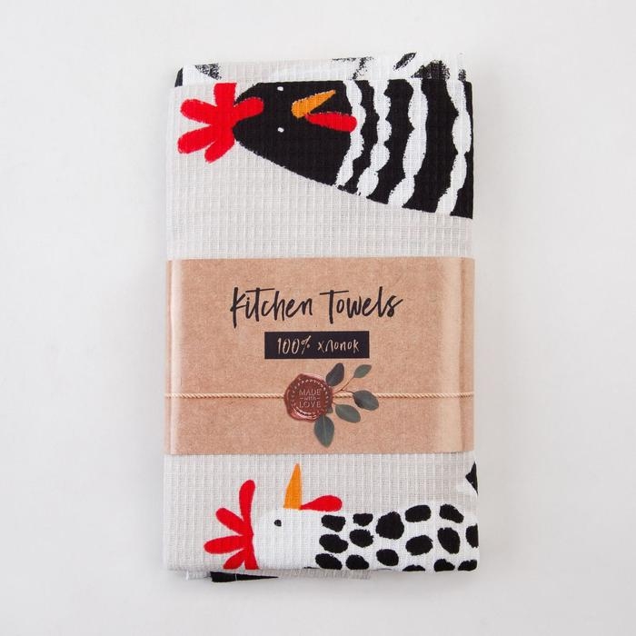 Набор кухонных полотенец Доляна &laquo;С праздником Светлой Пасхи&raquo;, 35х60см-2 шт, 100% хлопок, вафля 160 г/