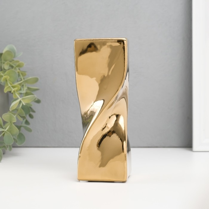 Подсвечник керамика на 1 свечу Подсвечник керамика на 1 свечу "Изгиб" d=3,5 см золото 6,5х6,5х17,5 см