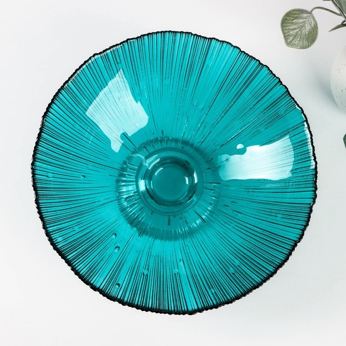 Ваза из стекла для фруктов &laquo;Фейерверк&raquo;, 1,4 л, 25&times;10 см, цвет изумрудный