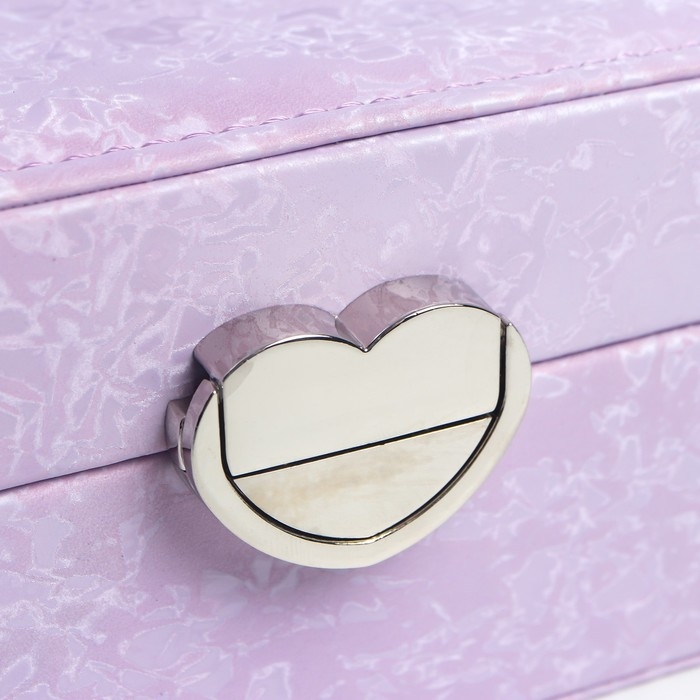 Шкатулка кожзам под часы 2 отделения и бижутерию Шкатулка кожзам под часы 2 отделения и бижутерию "Под бархат" сиреневая 8х15,5х20,5 см