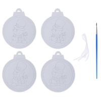 Ёлочное украшение под раскраску «Модник» 4 шт., кисть Ёлочное украшение под раскраску «Модник» 4 шт., кисть