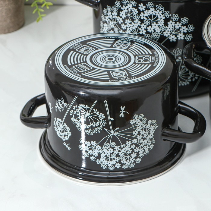 Набор эмалированных кастрюль &laquo;Ажур&raquo;, 3 предмета: 2.4 л, 3.4 л, 5 л, индукция