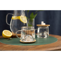 Кружка стеклянная с деревянной крышкой &laquo;Лама&raquo;, 300 мл, рисунок МИКС