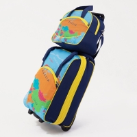 Чемодан малый 37 л (S), с расширением, сумка дорожная на молнии, цвет синий/оранжевый