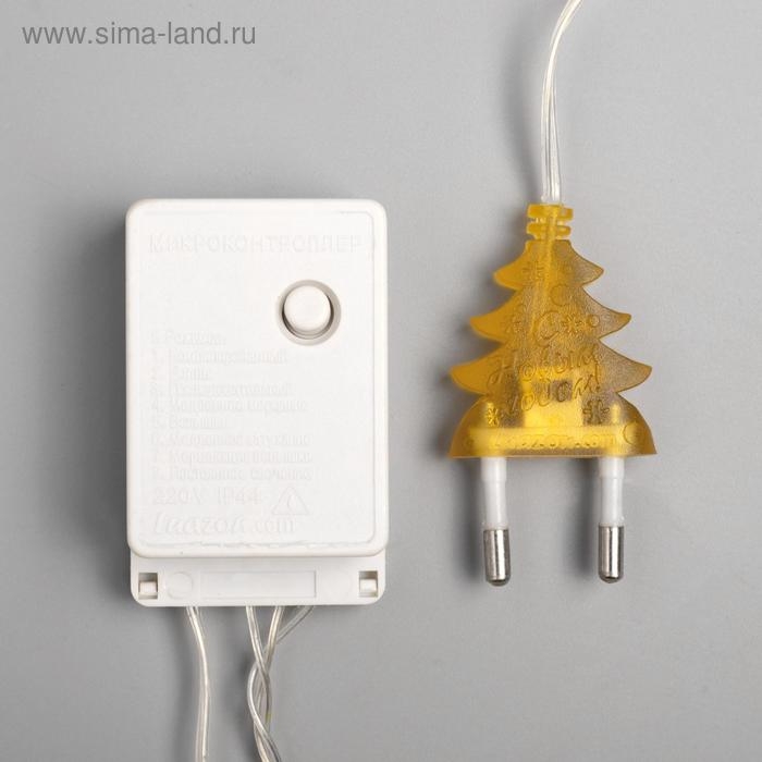 Гирлянда &laquo;Нить&raquo; 5 м с насадками &laquo;Ёжики жёлтые&raquo;, IP20, прозрачная нить, 30 LED, свечение жёлтое, 8 режимов, 220 В