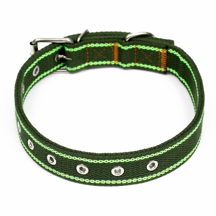 Ошейник брезентовый безразмерный двухслойный, 67 х 3 см, хаки/салатовый Ошейник брезентовый безразмерный двухслойный, 67 х 3 см, хаки/салатовый