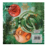 Салфетки новогодние бумажные &laquo;С Новым годом: игрушки&raquo;, двухслойные, 33х33 см, 20 шт.