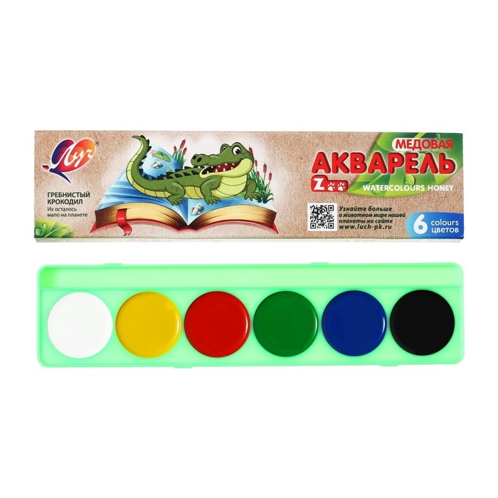Акварель Акварель "Луч" ZOO, 6 цветов, без кисти