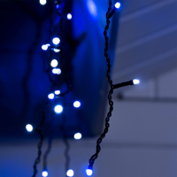 Гирлянда &laquo;Бахрома&raquo; 3 &times; 0.6 м, IP44, УМС, тёмная нить, 160 LED, свечение бело-синее, мигание, 220 В