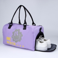 Сумка женская спортивная BE NICE на молнии, отдел из ПВХ, отдел для обуви, наружный карман, цвет сиреневый Сумка женская спортивная BE NICE на молнии, отдел из ПВХ, отдел для обуви, наружный карман, цвет сиреневый