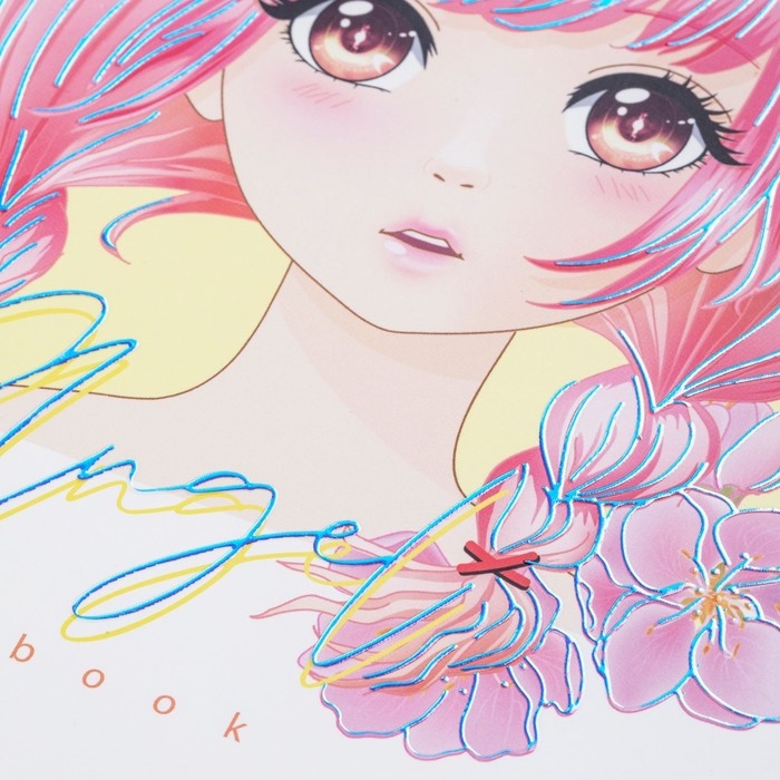 Тетрадь 48 листов в клетку Тетрадь 48 листов в клетку "Ангелы", аниме, обложка мелованный картон, 3D фольга, матовая ламинация, скругленные углы, 5В, Микс