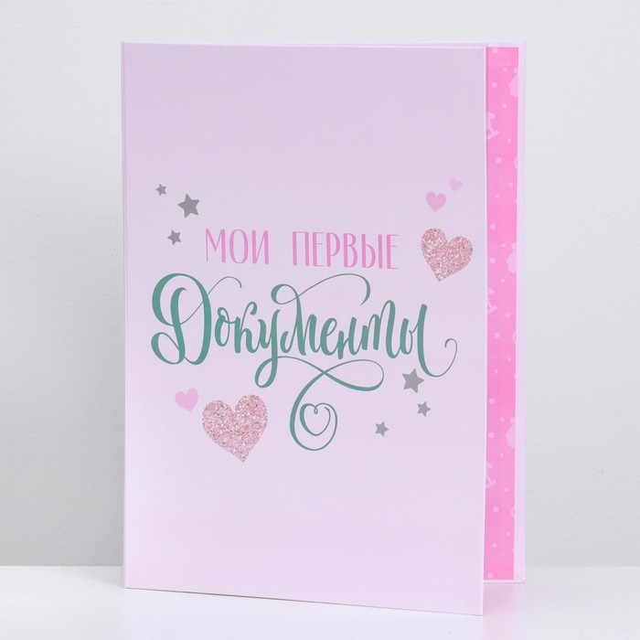 Папка для свидетельства о рождении с уголками &laquo;Мои первые документы&raquo;, для девочки, А4