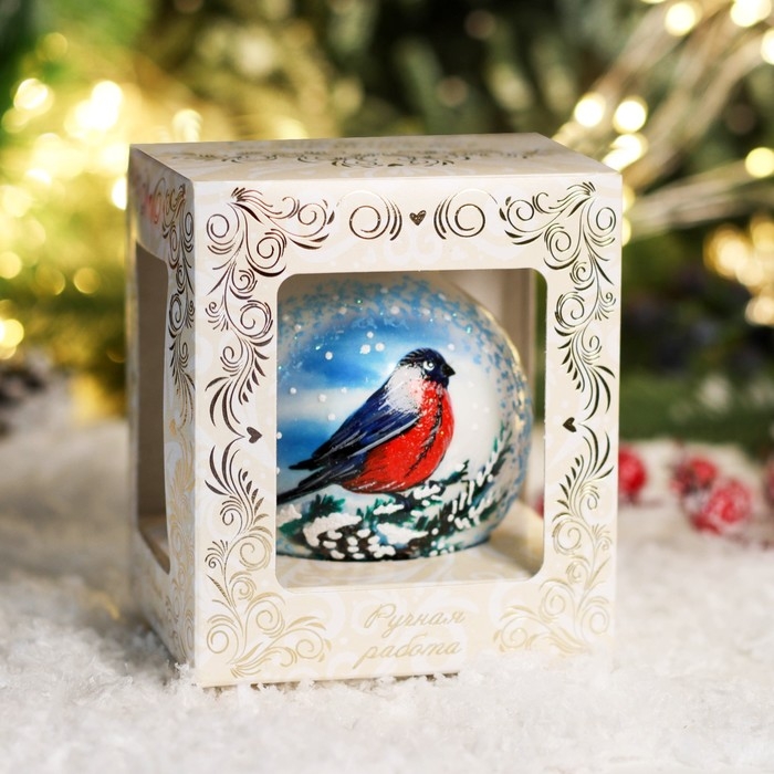 Шар новогодний Шар новогодний "Снегирь на ветке" 8 см