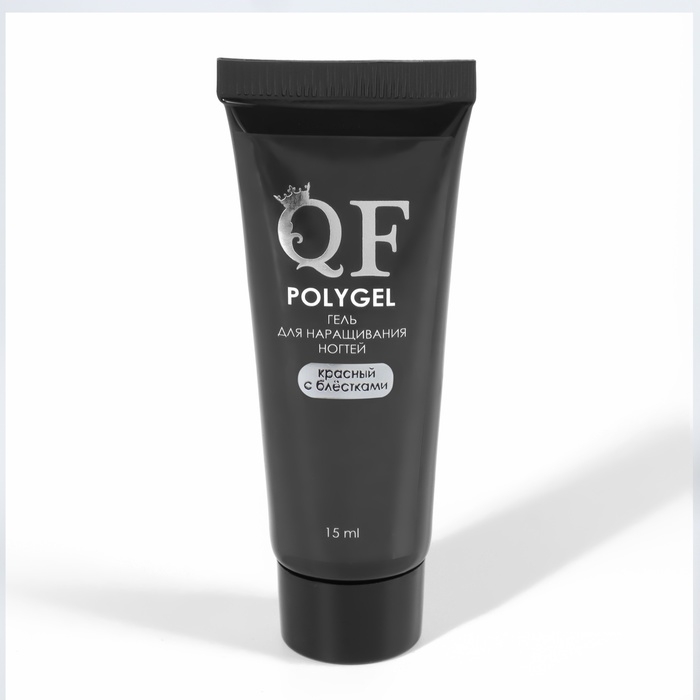 Полигель для наращивания, с блёстками, 3-х фазный, 15 мл, LED/UV, цвет красный Полигель для наращивания, с блёстками, 3-х фазный, 15 мл, LED/UV, цвет красный