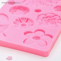 Молд &laquo;Цветы&raquo;, силикон, 25&times;10 см, цвет розовый