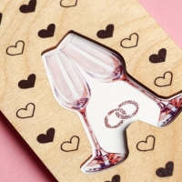 Конверт деревянный резной «С Днем Свадьбы», бокалы, 16,5 х 8 см Конверт деревянный резной «С Днем Свадьбы», бокалы, 16,5 х 8 см