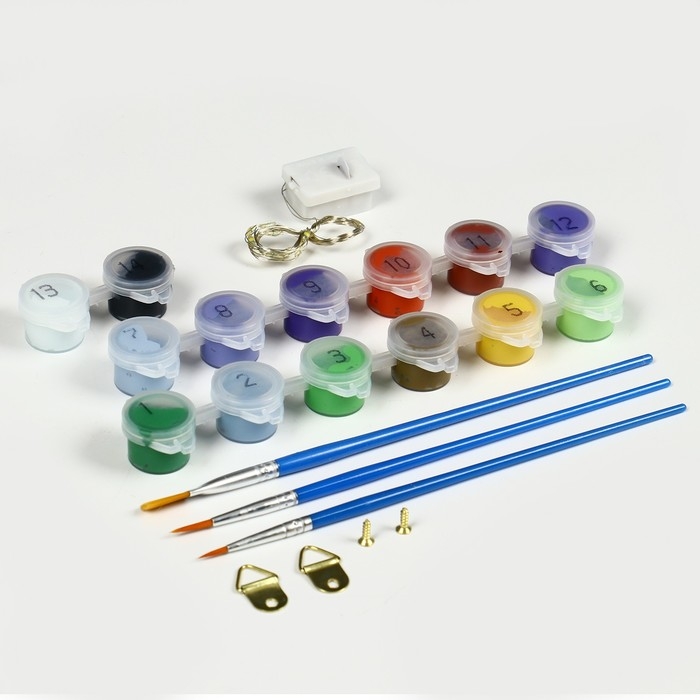 Новогодняя картина по номерам с подрамником и гирляндой &laquo;Подготовка к Новому году&raquo;, 20 х 30 см