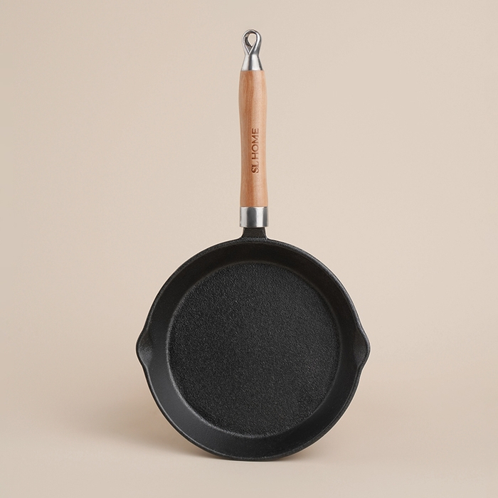 Сковорода чугунная на деревянной подставкем SL Home, d=25, h=4,4 см, индукция, цвет чёрный