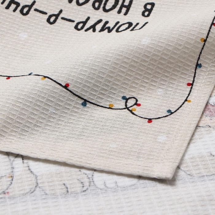 Новый год. Полотенце Доляна "Помурчим в новом году" 28х46 см, 100% хл, рогожка 164 г/м2