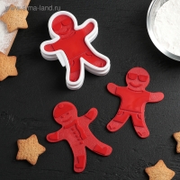Форма для печенья с 3-мя печатями двухсторонними и прессом Доляна &laquo;Пряничный человечек&raquo;, 13&times;11&times;3,5 см, цвет МИКС