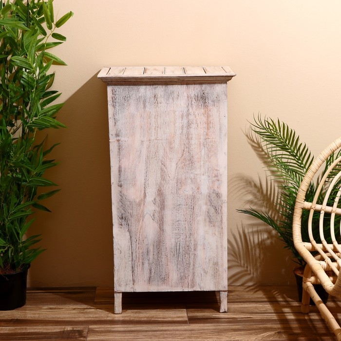Тумба "Старый Бали" 50х30х90 см, дерево албезия, белый
