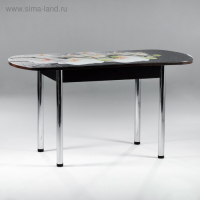 Стол раздвижной с фп Орхидея белая, 1100/1500х700х777, стекло/пояс венге/ноги хром прямые Стол раздвижной с фп Орхидея белая, 1100/1500х700х777, стекло/пояс венге/ноги хром прямые