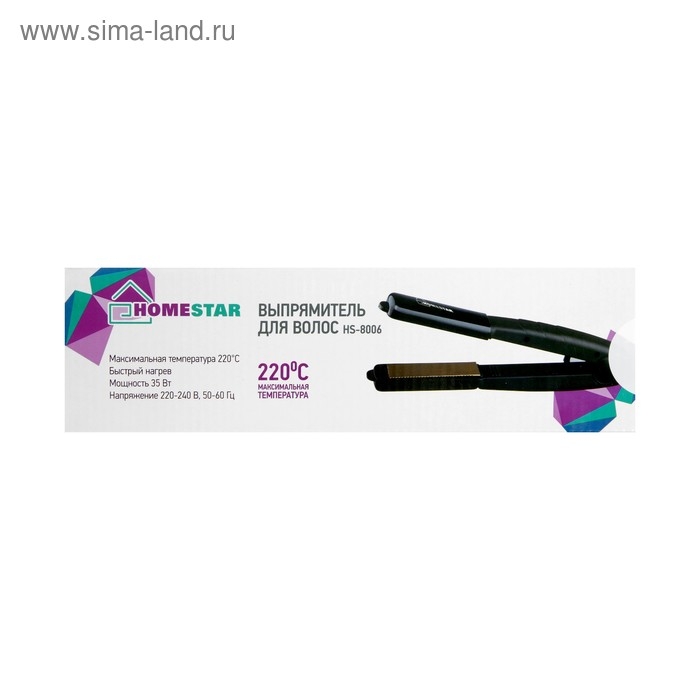 Выпрямитель HOMESTAR HS-8006, 35 Вт, алюминиевое покрытие, 220°С, черный Выпрямитель HOMESTAR HS-8006, 35 Вт, алюминиевое покрытие, 220°С, черный