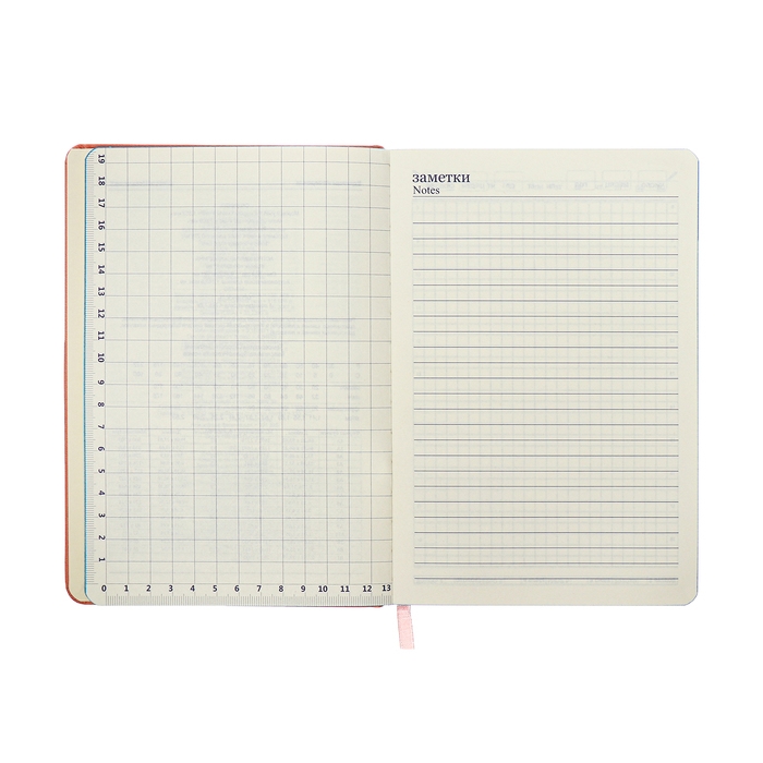 Ежедневник недатированный A5, 140л, клетка, кожзам, на резинке, бирюзовый срез, Розовый Ежедневник недатированный A5, 140л, клетка, кожзам, на резинке, бирюзовый срез, Розовый