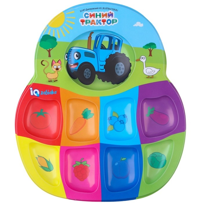 Сортер на 8 цветов &laquo;Синий трактор: Весёлые бусинки&raquo;, с пинцетом, по методике Монтессори