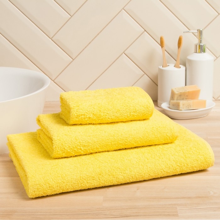 Полотенце махровое Экономь и Я 50*90 см, цв. желтый, 100% хлопок, 320 гр/м2