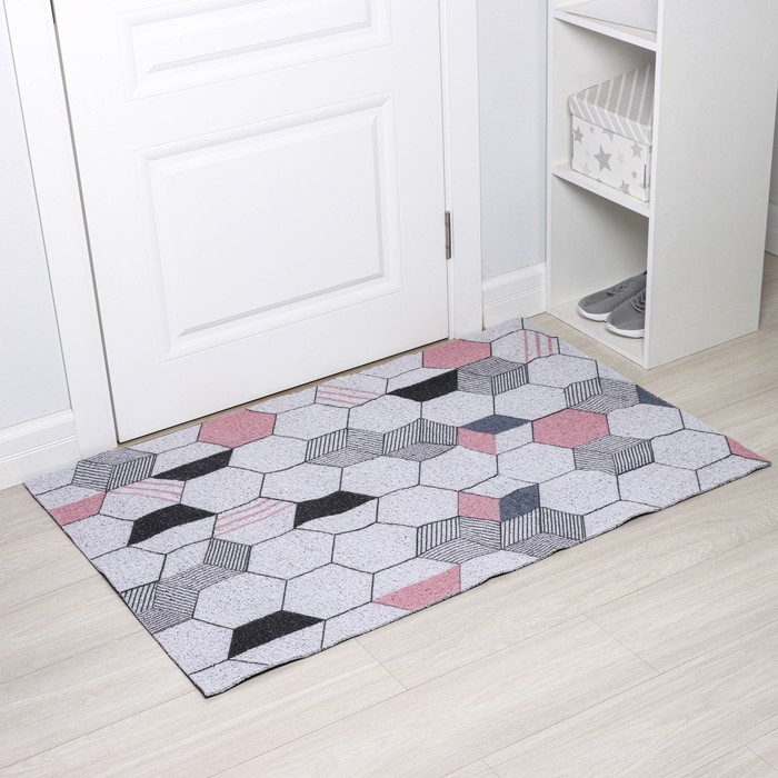 Коврик придверный грязезащитный Доляна &laquo;Соты&raquo;, вырезной, 80&times;120 см