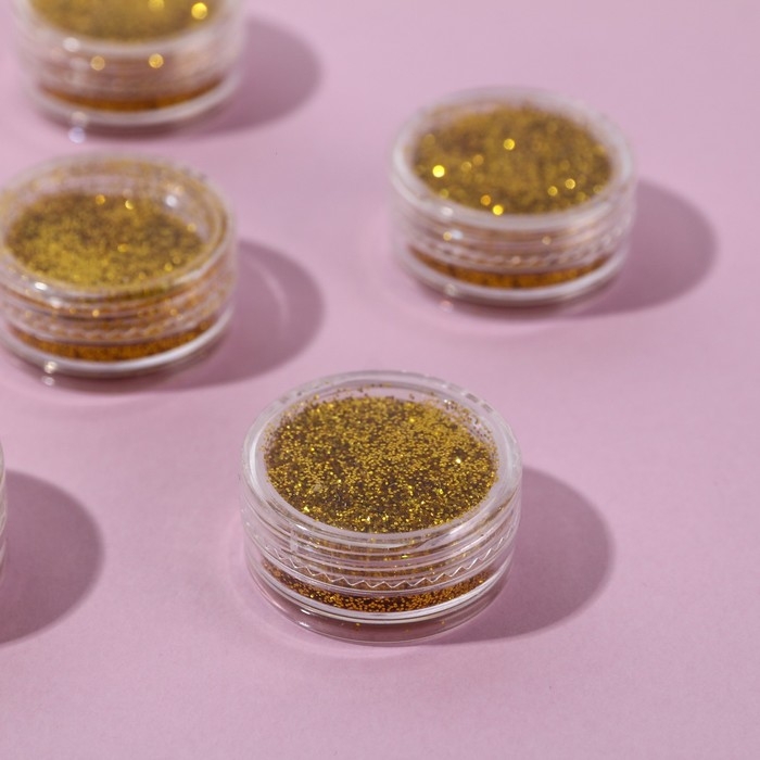 Набор блесток для декора, мелкий помол, цвет золотистый, 6 штук Набор блесток для декора, мелкий помол, цвет золотистый, 6 штук
