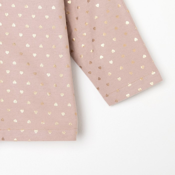 Пижама детская из фланели (рубашка, брюки) KAFTAN "Сердечки", рост 98-104, бежевый