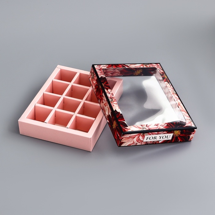 Коробка складная для 12 конфет Коробка складная для 12 конфет "Презент", 19 х 15 х 3,6 см. Кондитерская упаковка