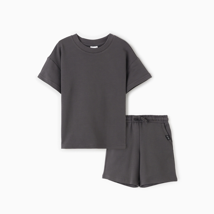 Комплект детский (футболка, шорты), цвет графит, рост 146 см Комплект детский (футболка, шорты), цвет графит, рост 146 см