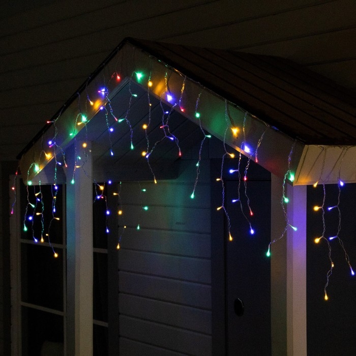 Гирлянда &laquo;Бахрома&raquo; 3 х 0.6 м, IP44, прозрачная нить, 114 LED, свечение мульти, 8 режимов, солнечная батарея