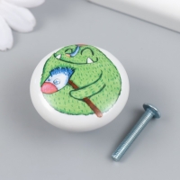 Ручка для шкатулки керамика, металл "Зеленый монстрик с лошадкой" 3,8х3,8х2,8 см Ручка для шкатулки керамика, металл "Зеленый монстрик с лошадкой" 3,8х3,8х2,8 см