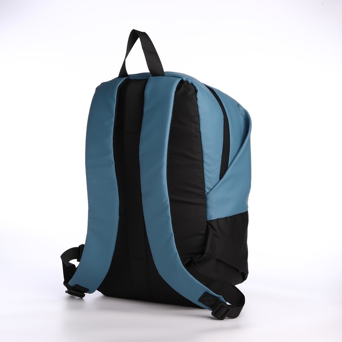 Рюкзак школьный из текстиля на молнии, водонепроницаемый, наружный карман, цвет чёрный/голубой Рюкзак школьный из текстиля на молнии, водонепроницаемый, наружный карман, цвет чёрный/голубой