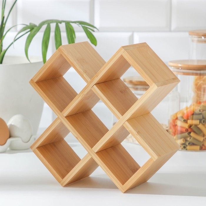 Набор банок стеклянных для сыпучих продуктов с бамбуковыми крышками «Эко», 350 мл, на подставке, 5 шт Набор банок стеклянных для сыпучих продуктов с бамбуковыми крышками «Эко», 350 мл, на подставке, 5 шт