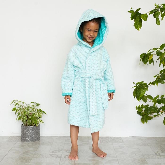 Халат махровый детский Крошка Я &laquo;Крапинка&raquo; размер 32, цвет бирюзовый, 100% хлопок 360 г/м2
