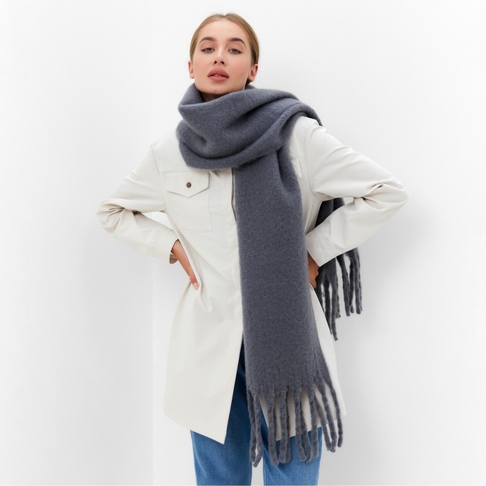 Шарф зимний объемный с кистями MINAKU 210*38+18 см цвет серый Шарф зимний объемный с кистями MINAKU 210*38+18 см цвет серый
