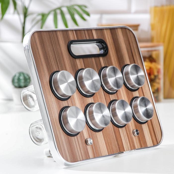 Набор для специй на подставке &laquo;Модерн&raquo;, 29&times;12&times;18,5 см, ёмкость, 90 мл, 4&times;9,5 см, 8 шт