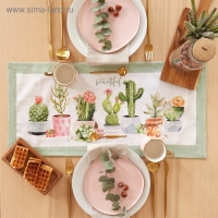 Дорожка "Этель" Кактусы 30*70 см, 100% хлопок, саржа 190 г/м2 Дорожка "Этель" Кактусы 30*70 см, 100% хлопок, саржа 190 г/м2