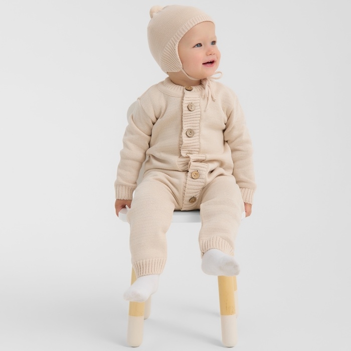 Комбинезон детский вязаный MINAKU, рост 74-80, цвет бежевый