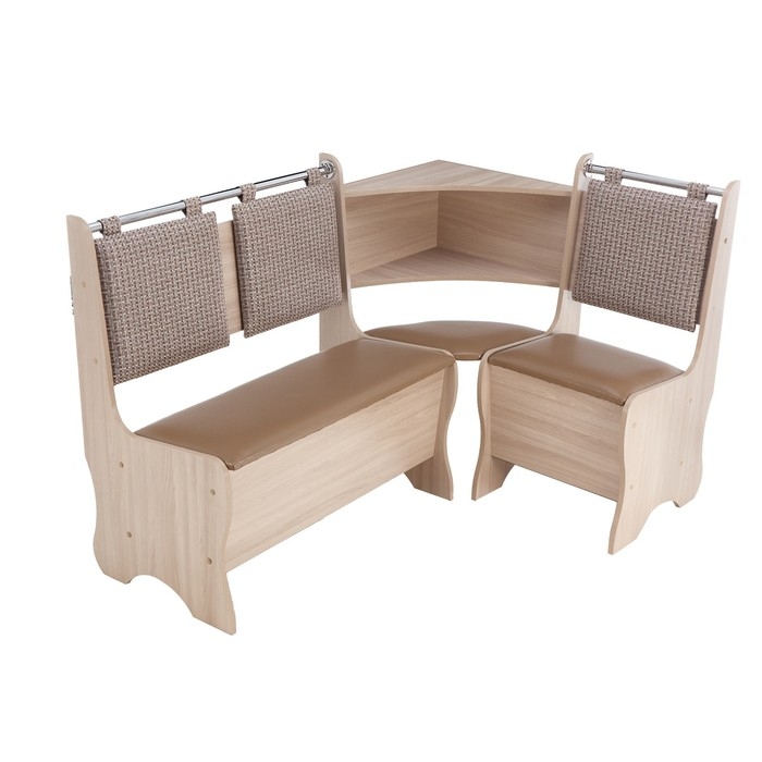 Кухонный уголок А-15, 1500х1040х950, Ясень шимо светлый В-07/Рогожка темная