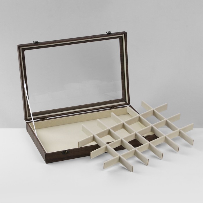 Подставка для украшений &laquo;Шкатулка дерево&raquo; 24 ячейки, 35,2&times;24&times;5 см, цвет бежевый в дереве