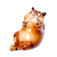 Сувенир полистоун лак "Рыжий кот молчун" 9,2х7х11,5 см