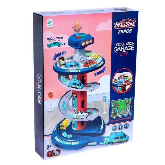 Парковка &laquo;Гонки по кругу&raquo;, 3 машинки в комплекте, свет и звук